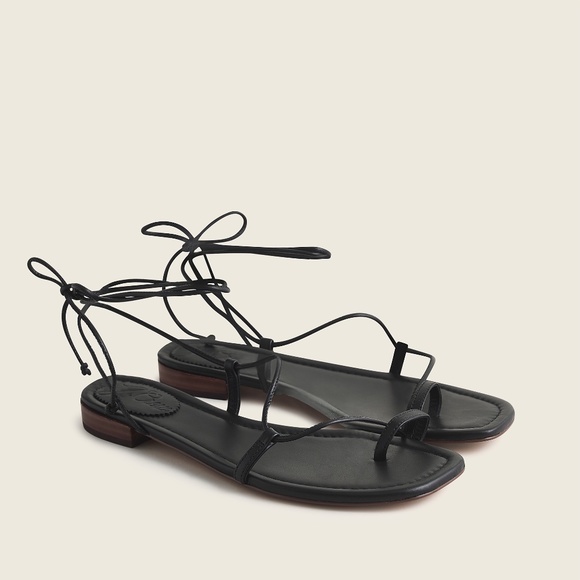 J. Crew Shoes - New JCREW Abbie Ankle-Wrap Sandals in Black Leather